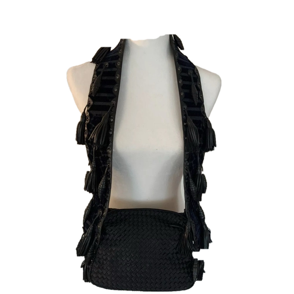 Bottega Veneta Limited Edition Black Woven Clutch Bag Crossbody Bag.